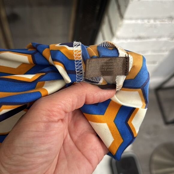 The Limited Women Shirt Dress Blue Yellow Ivory Geometric Work Office Large - Picture 6 of 9